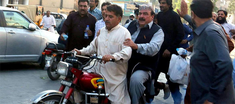 Sheikh Rasheed starts election campaign on motorcycle