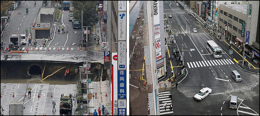 Japan fixes giant 30-metre sinkhole in just two days