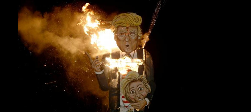 Trump effigy feels the heat on UK bonfire night
