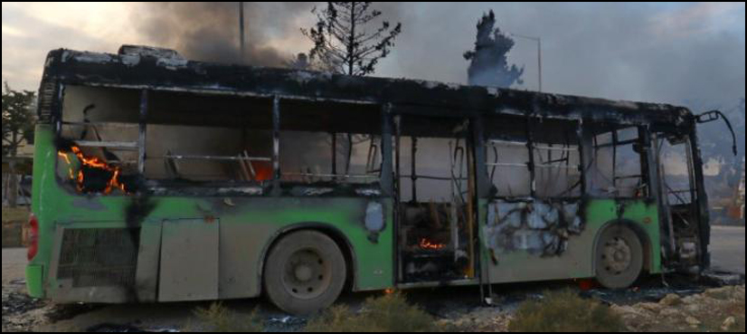 Gunmen burn buses, Aleppo convoy goes through