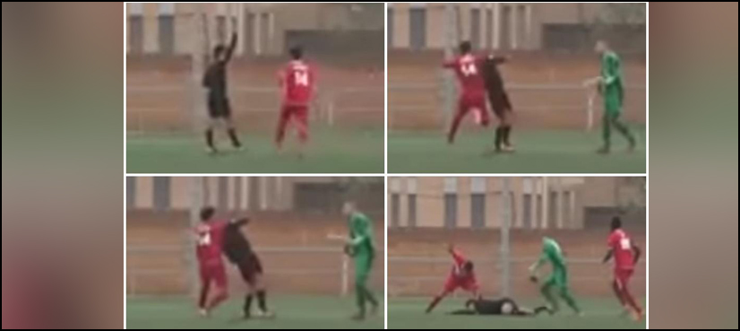 VIDEO: Spanish footballer brutally attacks referee
