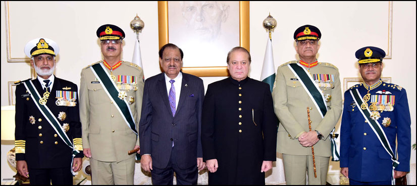 President Hussain presents ‘Nishan-e-Imtiaz’ to COAS, CJCSC