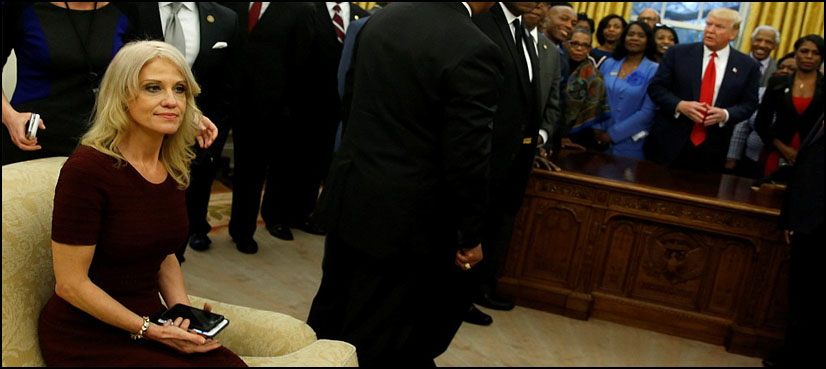 Trump aide Conway draws ire for kneeling on White House sofa