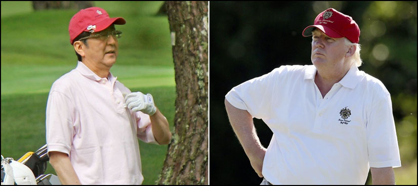 Trump and Japan's Abe take a swing at golf diplomacy