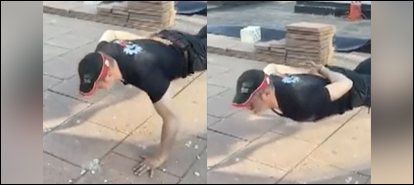 Man performs stunning ‘no-arms’ push-ups – until his secret his revealed