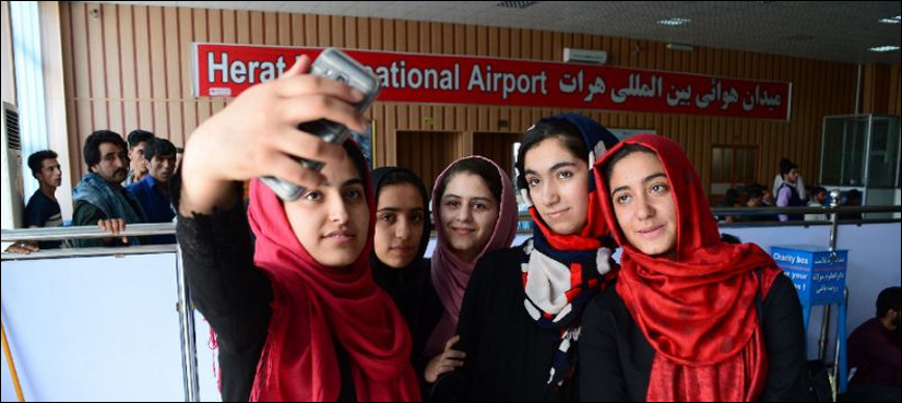 Afghan girls robotics team land in US after visa U-turn