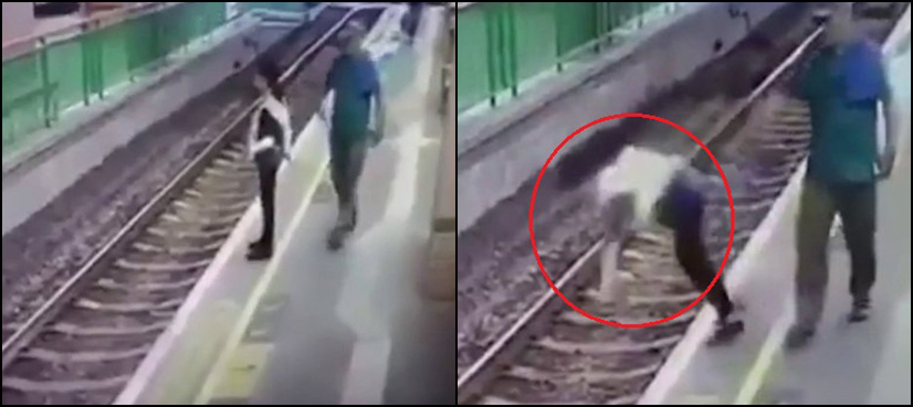 Shocking footage: Man calmly walks away after pushing woman onto railway track in Hong Kong