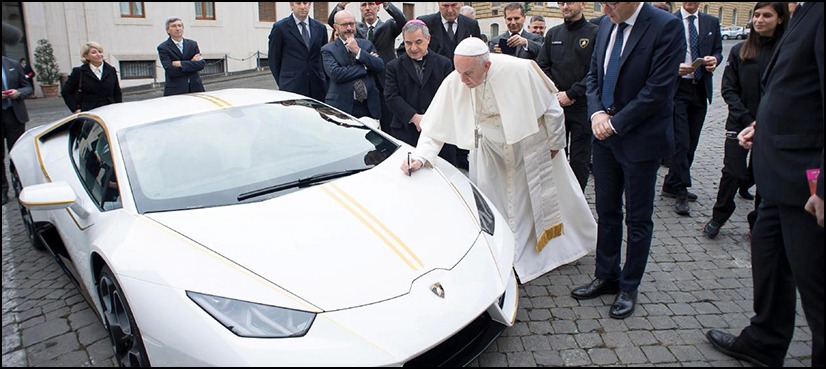 Pope gets white-and-yellow Lamborghini to auction for charity