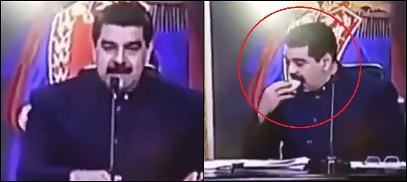VIDEO: Venezuelan president mocked for eating ‘pastry’ during live TV address
