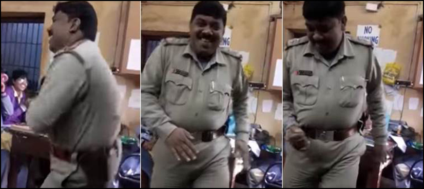VIDEO: Indian cop celebrates his transfer by dancing inside police station, gets suspended