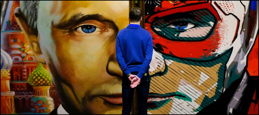 Russian strongman appears as "Superputin" in new exhibition