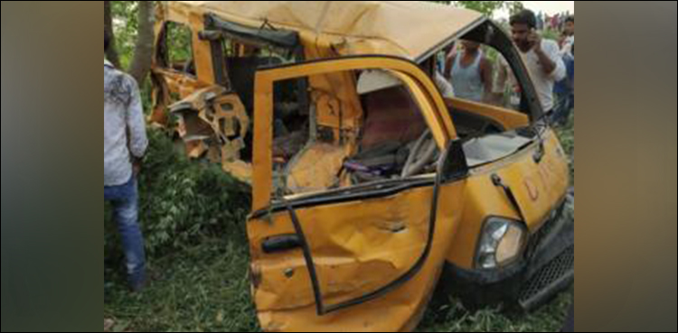 Thirteen children killed after train hits school bus in India