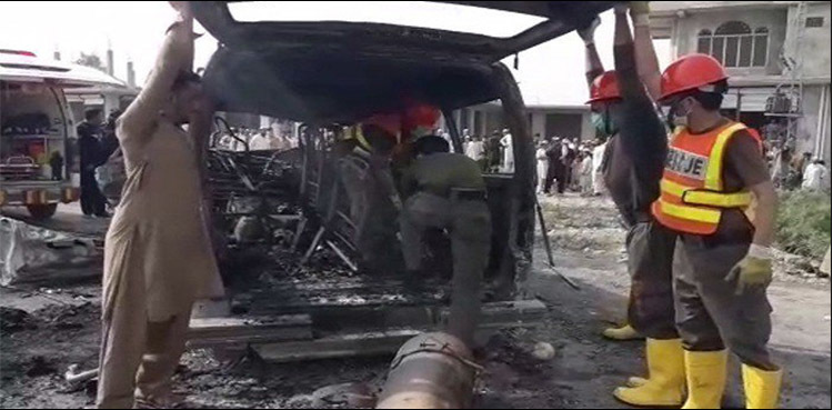 Atleast Six dead after van collides and catches fire in Kohat