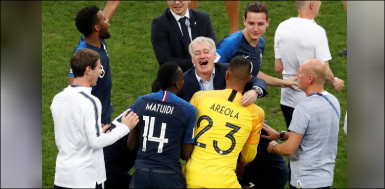 France coach, players and President Macron react to World Cup victory