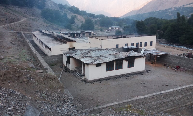 Another Diamer school torched as police nab over dozen suspects