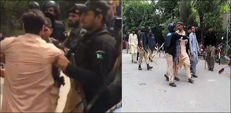 Police baton charge protesting students at Peshawar University, several injured