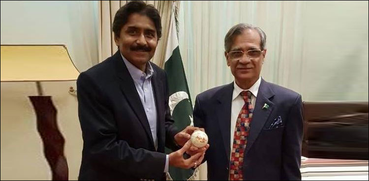 Javed Miandad presents Rs0.2 mn to chief justice for dams