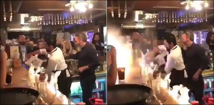 Flame stunt ends up horribly at Turkish restaurant