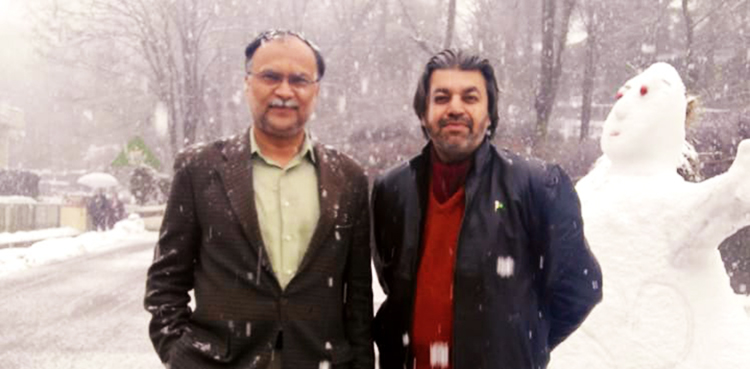 Opponents in parliament enjoy snowfall together in Bhurban