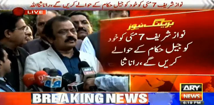 Nawaz Sharif to turn himself in on May 7: Rana Sanaullah