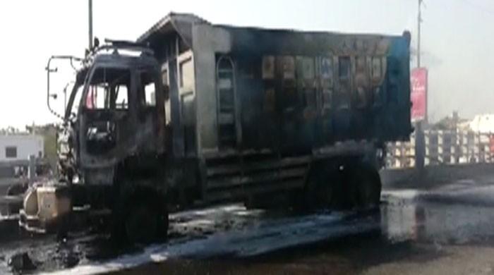 Dumper set on fire after it runs over minor boy