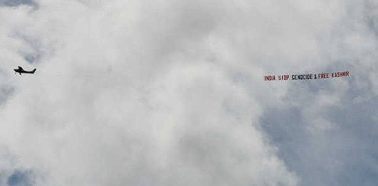 Plane with 'Justice for Kashmir' banner flies over Headingley ground