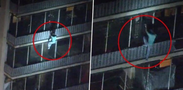Video: Man climbs down 19-storey building without safety gear to escape blaze