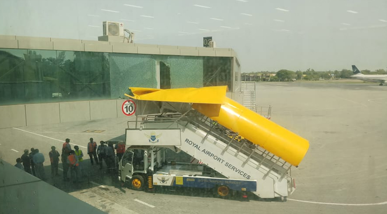 Stair car rams into aerobridge at Peshawar airport