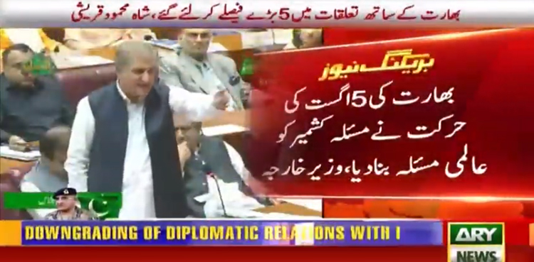 India violated Simla accord by revoking special status of occupied Kashmir: FM Qureshi