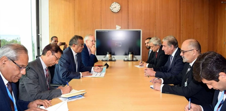 Shah Mehmood Qureshi meets DG WHO in Geneva
