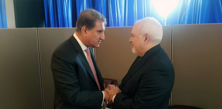 FM Qureshi meets Iranian counterpart in US, security matters discussed