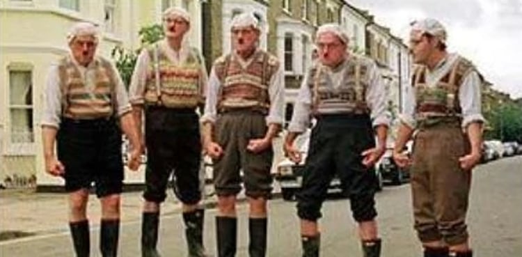 Monty Python fans, handkerchiefs on heads, gather to mark anniversary