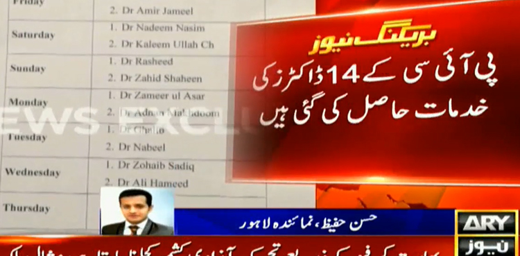 Services of 14 PIC doctors acquired for ailing Nawaz Sharif