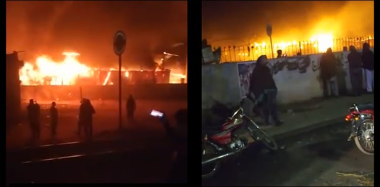 Fire at Landa Bazaar in Gujranwala turns valuables into ashes