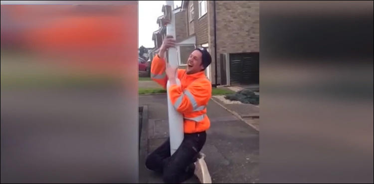 WATCH: Prank leaves man stuck to a pole