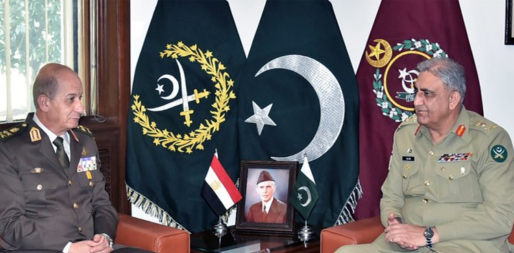 Egypt's military brass calls upon COAS Bajwa in Rawalpindi