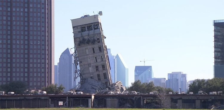 WATCH: Failed demolition leaves 'Leaning Tower' in the middle of the city