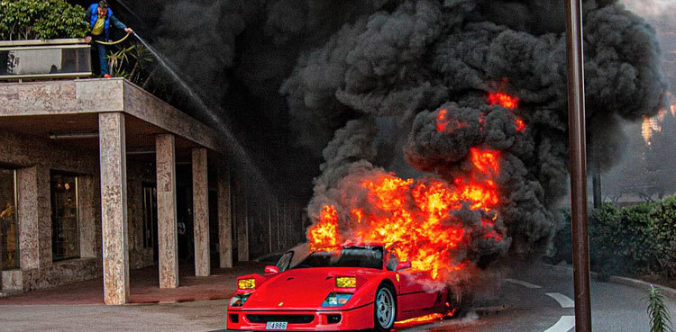 WATCH: Blaze reduces rare Ferrari to melted hulk