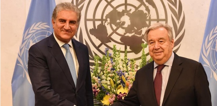 FM Qureshi seeks UN chief's support for debt relief