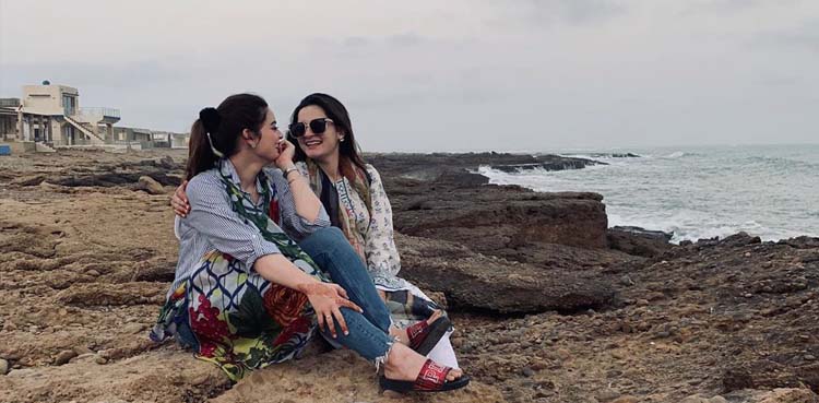 Minal Khan and Aiman Khan enjoy beach day out