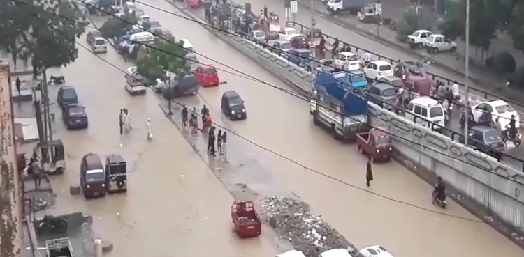 Korangi Crossing road closed for traffic after flooding in Malir River