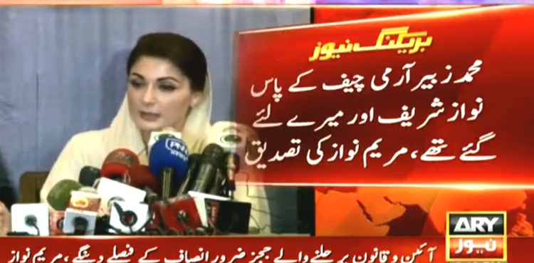 Maryam admits Muhammad Zubair met COAS, talked about her and Nawaz