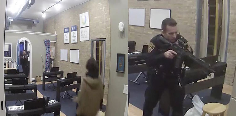 VIDEO: Cop chasing robber shoots music school student