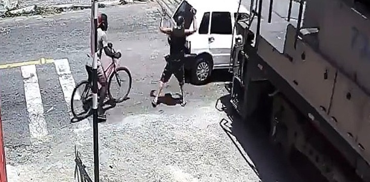 Horrific video: Train ploughs into car stuck on railway track