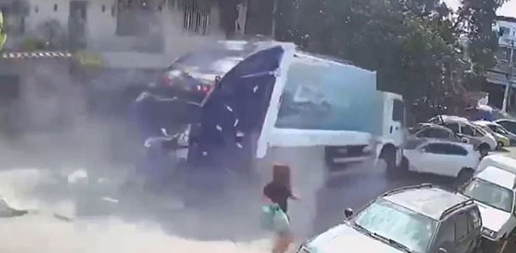 Horrific: Woman narrowly escapes accident