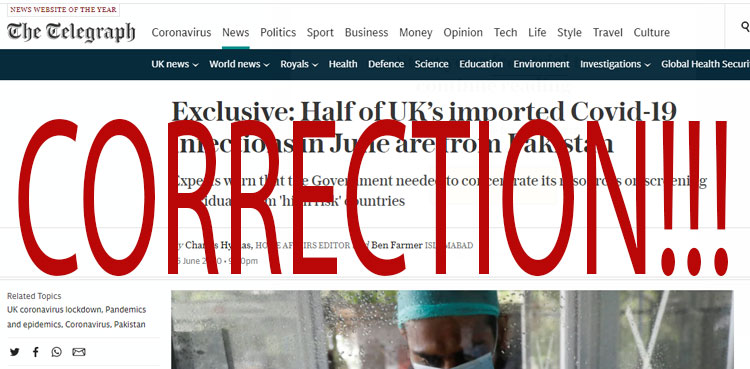 British daily acknowledges news piece maligning Pakistan was 'misleading'
