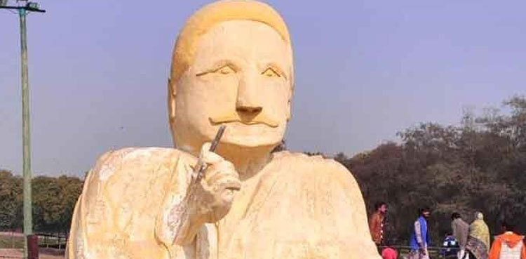 Allama Iqbal’s botched sculpture removed from public park, two officials suspended