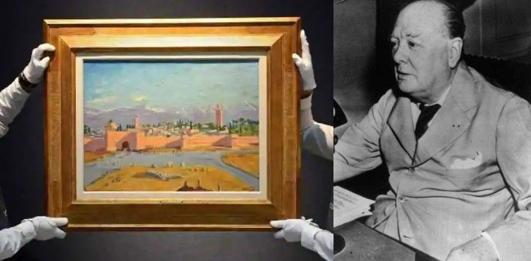 Churchill's wartime painting from 1943 up for auction
