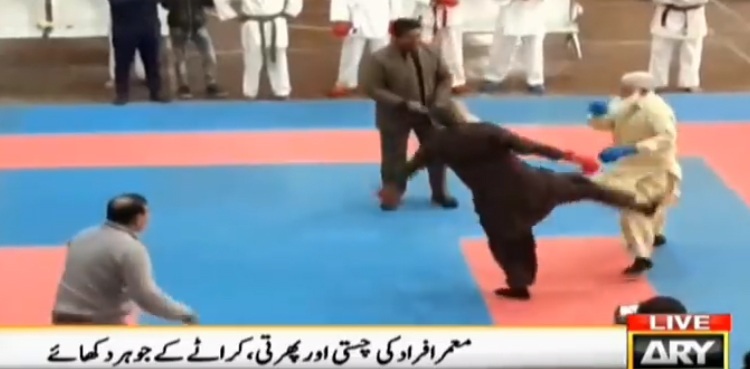 WATCH: two senior citizens swing their punches, kicks to win Karate fight