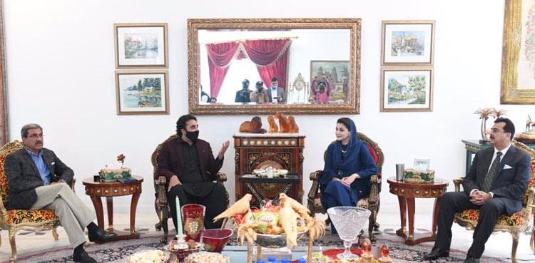 Bilawal, Maryam discuss Senate election strategy at Jati Umra